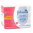 kit Sabonete Johnson's Baby Original Branco Cremoso com 4 unidades de 80g cada