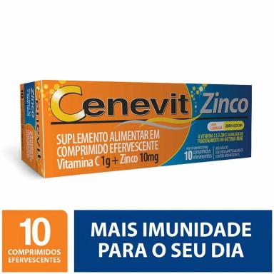 Vitamina C + Zinco 10mg Cenevit Sabor Laranja 10 comprimidos efervescentes