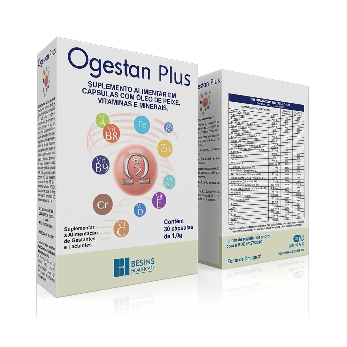 Suplemento Alimentar Ogestan Plus 1g com 30 cápsulas