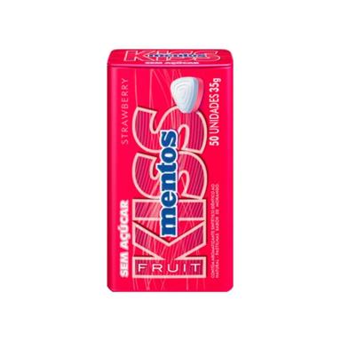 Bala Kiss Mentos Sabor Morango Sem Açúcar com 50 unidades