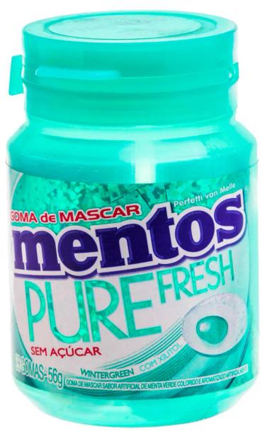 Mentos Pure Fresh Chiclete Sem Açúcar Sabor Wintergreen com 28 unidades