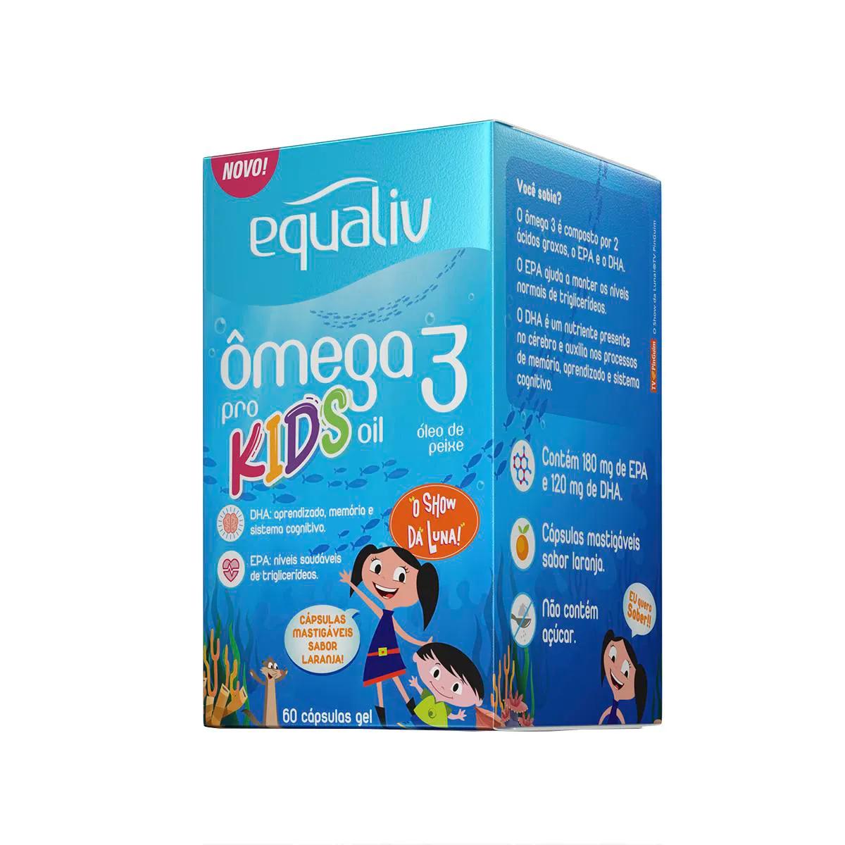 Ômega 3 Equaliv Pro Kids Oil Sabor Laranja com 60 cápsulas mastigáveis