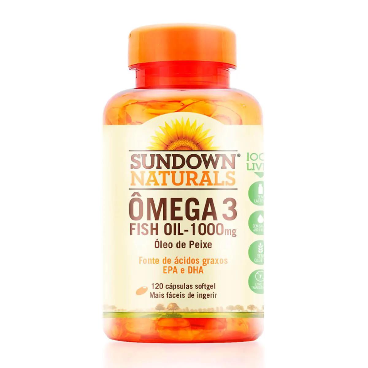 Ômega 3 Fish Oil 1000mg Sundown Naturals 120 cápsulas