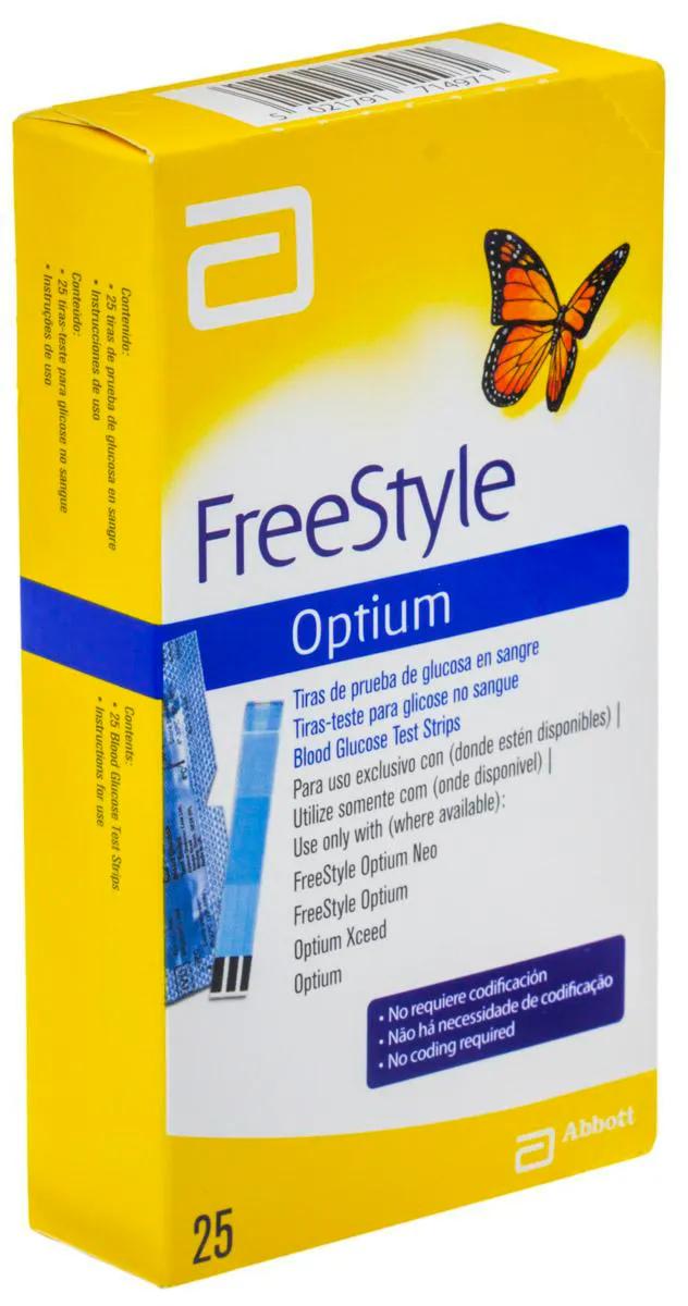 Tiras para Teste de Glicemia Freestyle Optium 25 Unidades