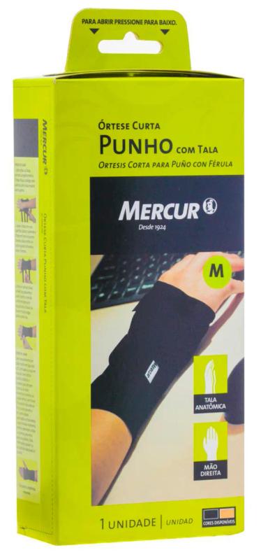 Órtese Curta Mercur com Tala para Punho Direito Tamanho M com 1 unidade