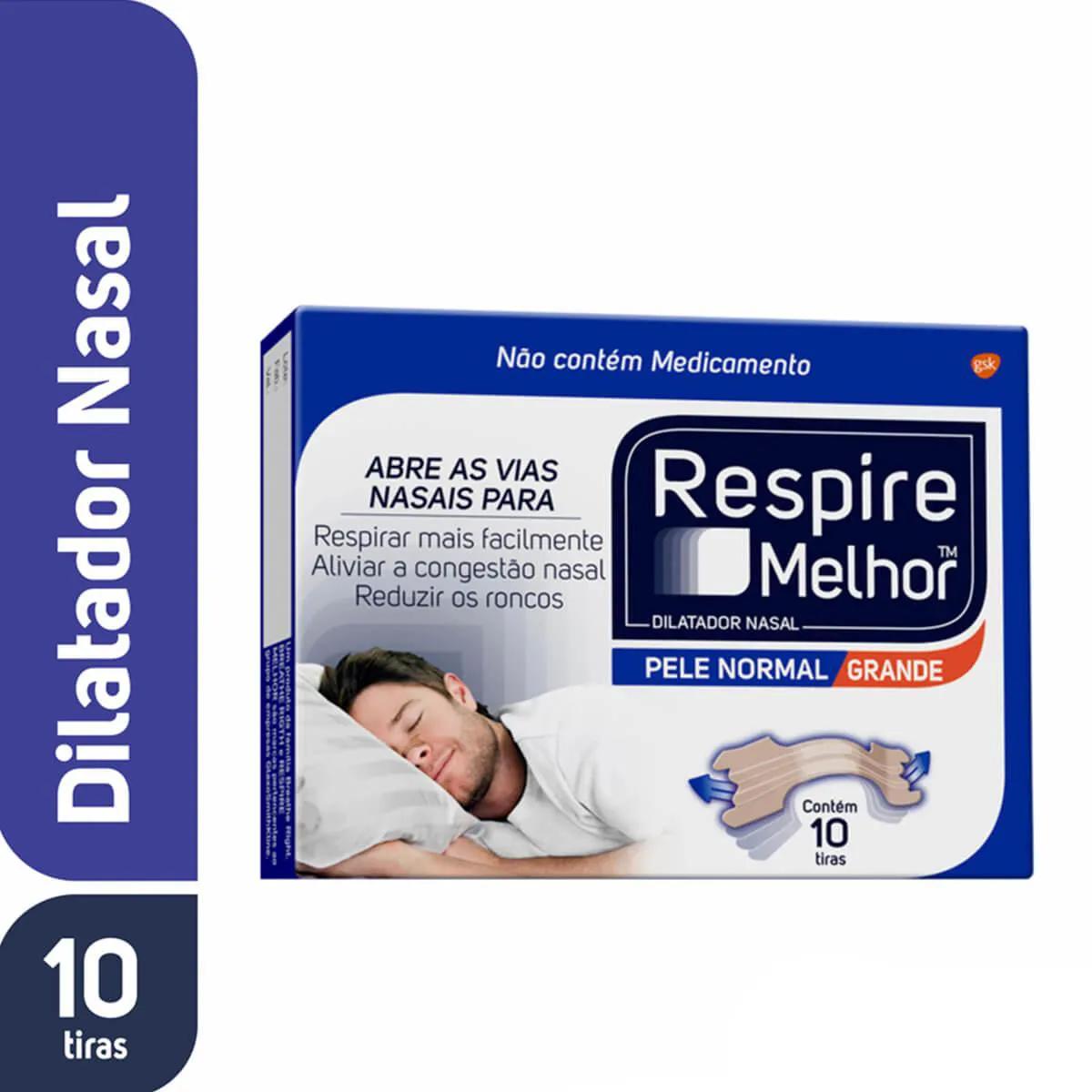 Dilatador Nasal Respire Melhor Pele Normal Grande 10 unidades