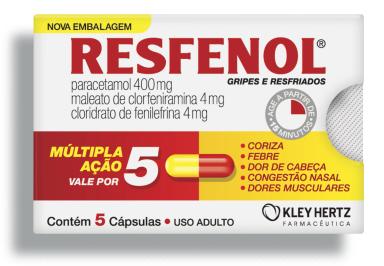 Resfenol Paracetamol 400mg + Cloridrato Fenillefrina 4mg + Maleato de Clorfeniramina 4mg 5 cápsulas