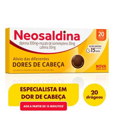 Neosaldina Dipirona 300mg + Mucato de Isometepteno 30mg + Cafeína 30mg 20 drágeas