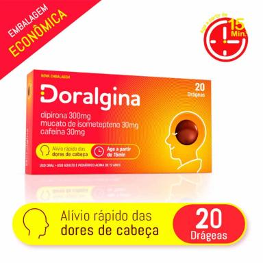 Doralgina Dipirona Sódica 300mg + Isometepteno 30mg + Cafeína 30mg 20 drágeas
