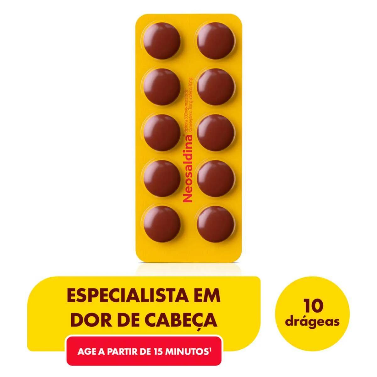 Neosaldina Dipirona 300mg + Mucato de Isometepteno 30mg + Cafeína 30mg 10 drágeas