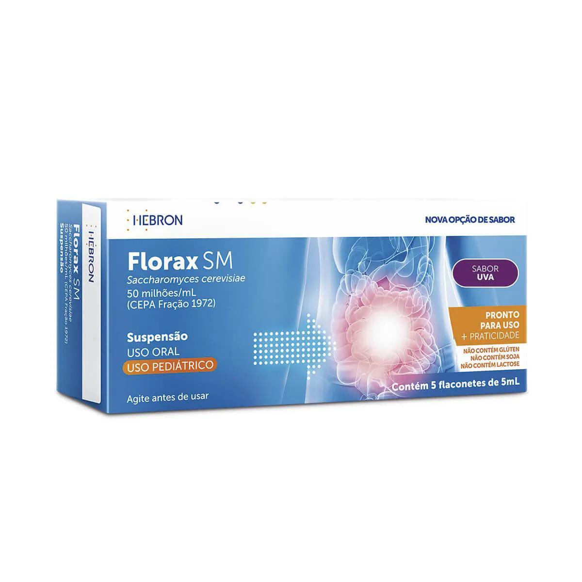 Probiótico Florax SM Pediátrico Sabor Uva Suspensão 5 flaconetes
