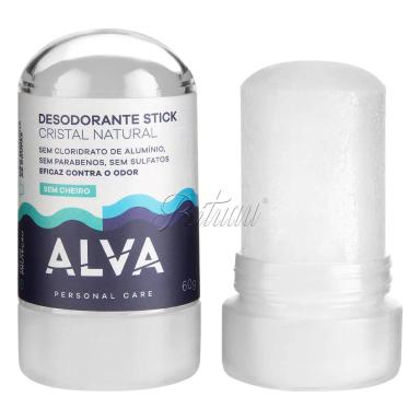 DESODORANTE CRISTAL PEDRA NATURAL STICK ALVA 60G - MINI VEGANO