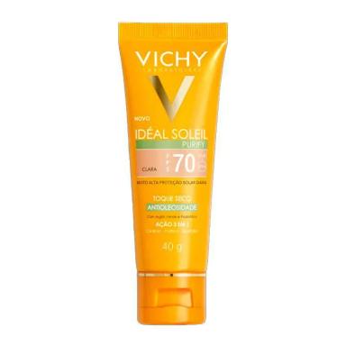 PROTETOR SOLAR FACIAL IDéAL SOLEIL PURIFY FPS 70 CLARA VICHY 40G