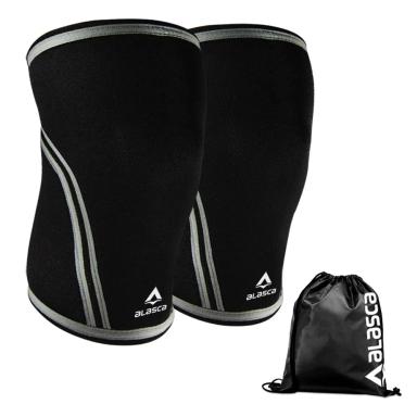 PAR DE JOELHEIRA IRONBRACE ALASCA - NEOPRENE 7 MM COM COSTURA ULTRA REFORçADA XGG Preto