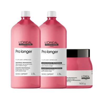 KIT L'ORéAL PROFESSIONNEL SERIE EXPERT PRO LONGER – SHAMPOO E CONDICIONADOR E MáSCARA 500 G