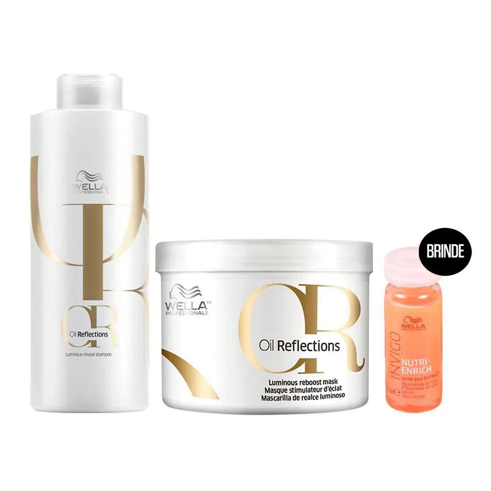 KIT WELLA OIL REFLECTIONS PROFISSIONAL - SHAMPOO E MáSCARA + BRINDE AMPOLA 10ML