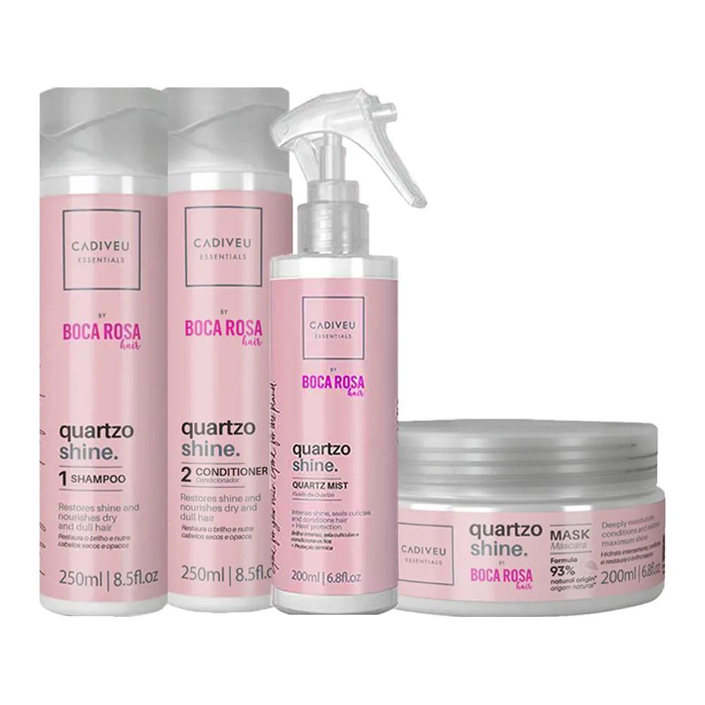 KIT CADIVEU ESSENTIALS BOCA ROSA QUARTZO SHINE - SHAMPOO E CONDICIONADOR E MáSCARA E FLUíDO