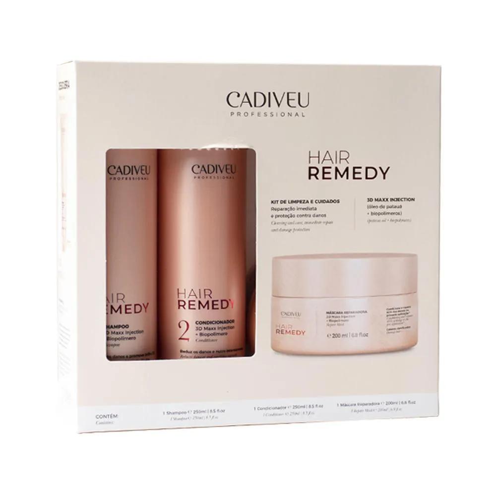 KIT CADIVEU HAIR REMEDY SH250+CD250+MáSC200