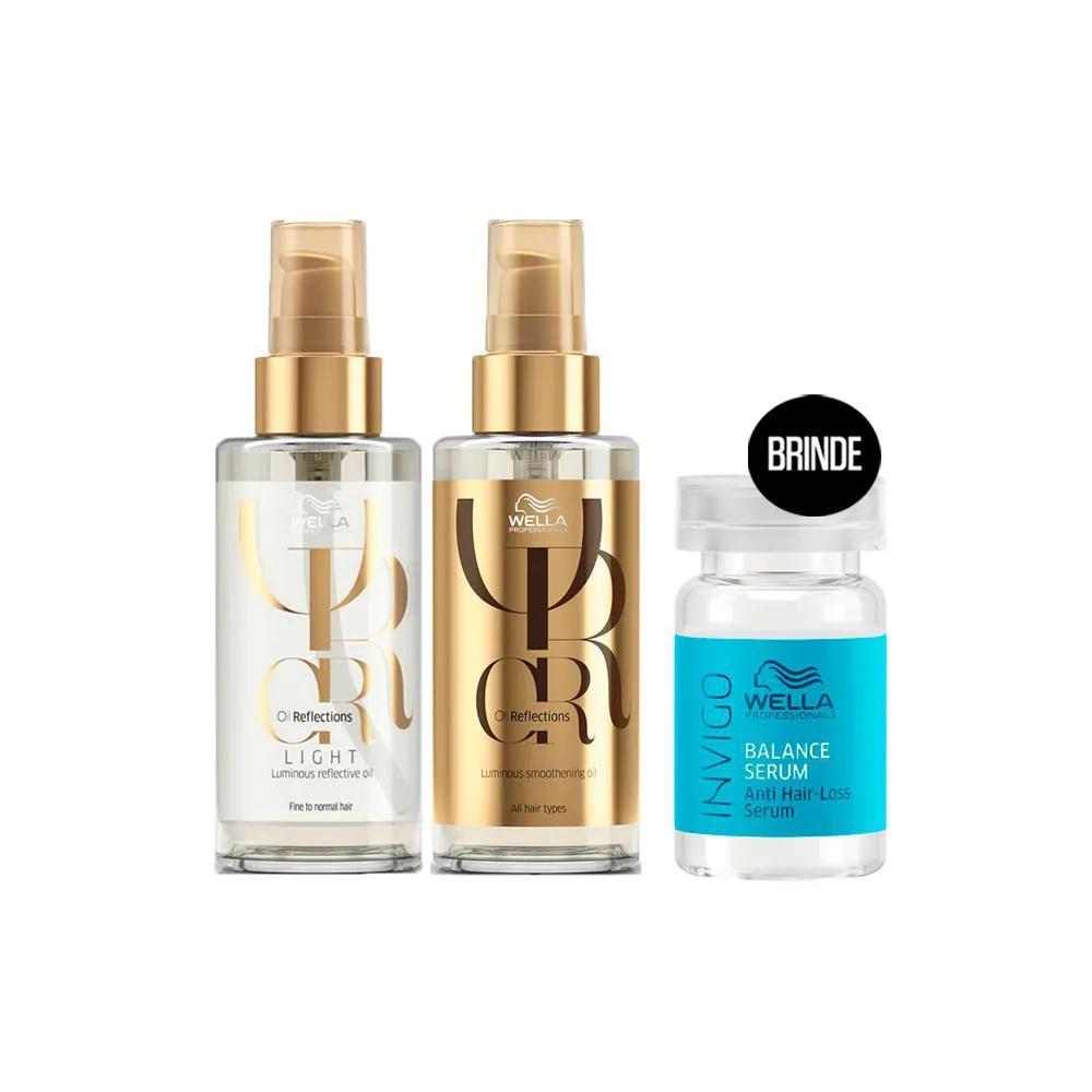 KIT WELLA PROFESSIONALS OIL REFLECTIONS - ÓLEO CAPILAR E ÓLEO LIGHT + BRINDE AMPOLA 6ML