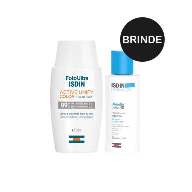 ISDIN FOTO ULTRA ACTIVE UNIFY FUSION FLUID COLOR CLAREADOR FACIAL FPS 99 50ML + BRINDE LOçãO HIDRATANTE CORPORAL 100ML