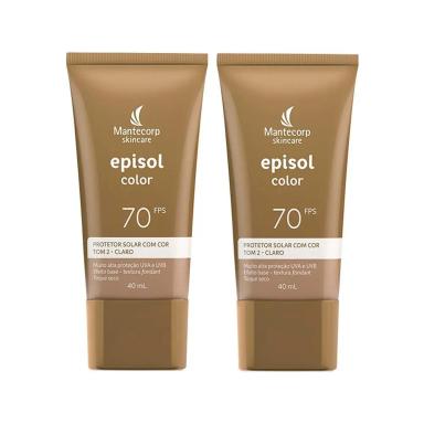 KIT MANTECORP EPISOL COLOR -  PROTETOR SOLAR FACIAL FPS70 TOM 2 CLARO 40ML E PROTETOR SOLAR FACIAL CLARA FPS30 40G