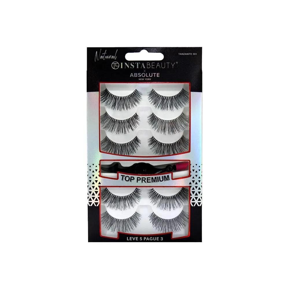 ABSOLUTE NEW YORK PACK TANJANITE 503 CíLIOS POSTIçOS LONGO NATURAL PRETO 5 PARES