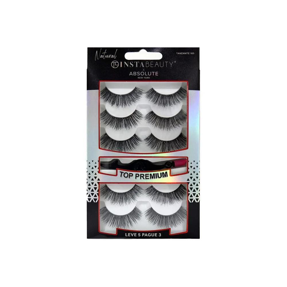 ABSOLUTE NEW YORK PACK TANJANITE 505 CíLIOS POSTIçOS LONGO NATURAL PRETO 5 PARES