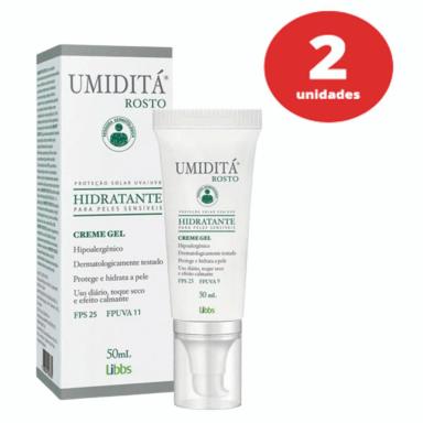 KIT C/ 2 UMIDITÁ ROSTO FPS 25|HIDRATANTE PARA PELE SENSÍVEL 50ML
