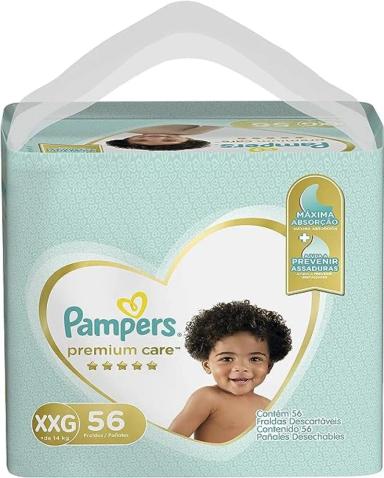 FRALDA PAMPERS PREMIUM CARE XXG 56 UNIDADES