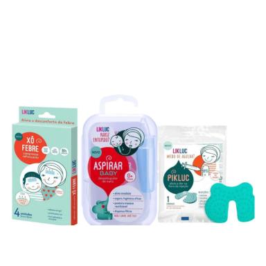 KIT LIKLUC ALÍVIO DA DOR INJEÇÃO + XÔ FEBRE COMPRESSAS + ASPIRADOR NASAL