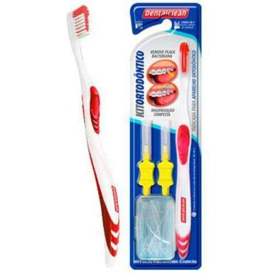 KIT DENTALCLEAN 1 ESCOVA DENTAL + 2 INTERDENTAIS CôNICAS E 1 CAIXA DE PASSA FIO COM 25 UNIDADES