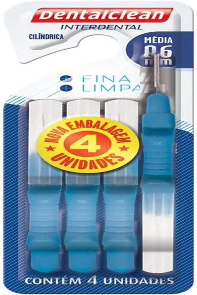 ESCOVA DENTALCLEAN INTERDENTAL LIMPA ENTRE DENTES E GENGIVAS 0,6MM 4 UNI