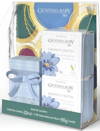 GIOVANNA BABY KIT NECESSAIRE DEO COLÔNIA + 2 SABONETES EM BARRA BLUE