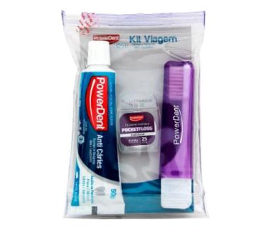 KIT VIAGEM POWERDENT CREME DENTAL+ ESCOVA+ FIO DENTAL