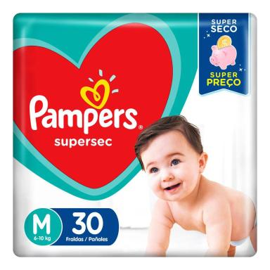 FRALDA DESCARTÁVEL PAMPERS SUPERSEC PACOTÃO M 30 UNIDADES