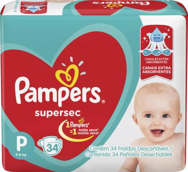 FRALDA PAMPERS SUPERSEC P COM 34 UNIDADES
