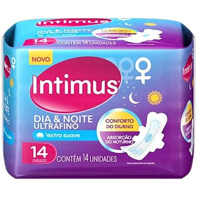 ABSORVENTE INTIMUS DIA E NOITE ULTRAFINO COBERTURA SUAVE COM ABAS 14 UNIDADES
