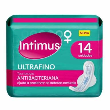 ABSORVENTE INTIMUS ULTRAFINO TECNOLOGIA ANTIBACTERIANA COM ABAS 14 UNIDADES