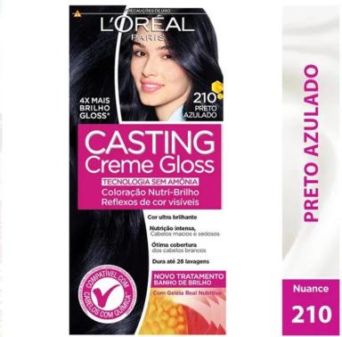 TINTURA SEMI-PERMANENTE CASTING CREME GLOSS 210 PRETO AZULADO