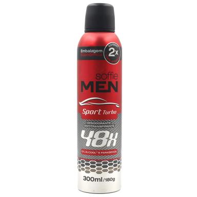 DESODORANTE ANTITRANSPIRANTE AEROSSOL SOFFIE MEN SPORT TURBO 48H 300ML