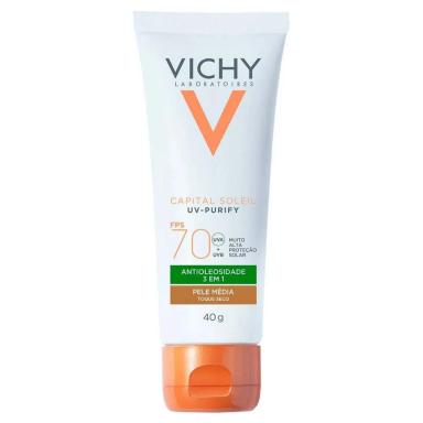 VICHY IDéAL SOLEIL PURIFY FPS 70 CLARA - PROTETOR SOLAR COM COR 40G