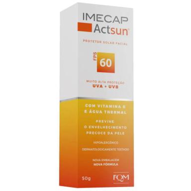PROTETOR SOLAR FACIAL IMECAP ACTSUN FPS60 SEM COR COM 50G