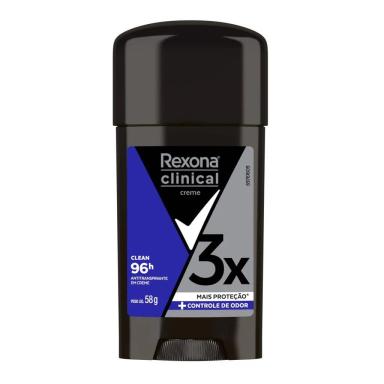 DESODORANTE REXONA MEN CLINICAL CLEAN ANTITRANSPIRANTE MASCULINO 96H CREME 58G