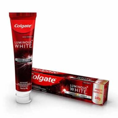 CREME DENTAL COLGATE LUMINOUS WHITE CARVÃO ATIVADO COM FLÚOR DE 140G