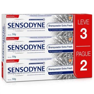 CREME DENTAL SENSODYNE EXTRA FRESH LEVE 3 PAGUE 2 COM 50G CADA