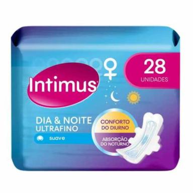 ABSORVENTE INTIMUS DIA &amp;amp;AMP; NOITE COBERTURA SUAVE COM ABAS COM 28 UNIDADES