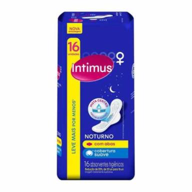 ABSORVENTE INTIMUS NOTURNO COBERTURA SUAVE COM ABAS 16 UNIDADES