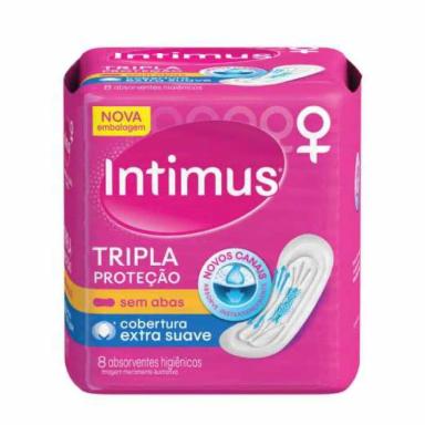 ABSORVENTE INTIMUS TRIPLA PROTEÇÃO COBERTURA EXTRA SUAVE SEM ABAS 8 UNIDADES