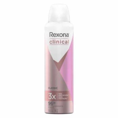 DESODORANTE ANTITRANSPIRANTE AEROSOL REXONA CLINICAL CLASSIC FEMININO 150ML