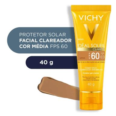 PROTETOR SOLAR FACIAL VICHY IDÉAL SOLEIL CLARIFY MÉDIA FPS60 40G
